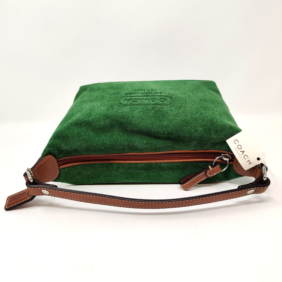 NWT Coach Green Suede Top Handle Mini Purse Small Bag Handbag Silver/Leaf F40577 - Picture 11 of 16